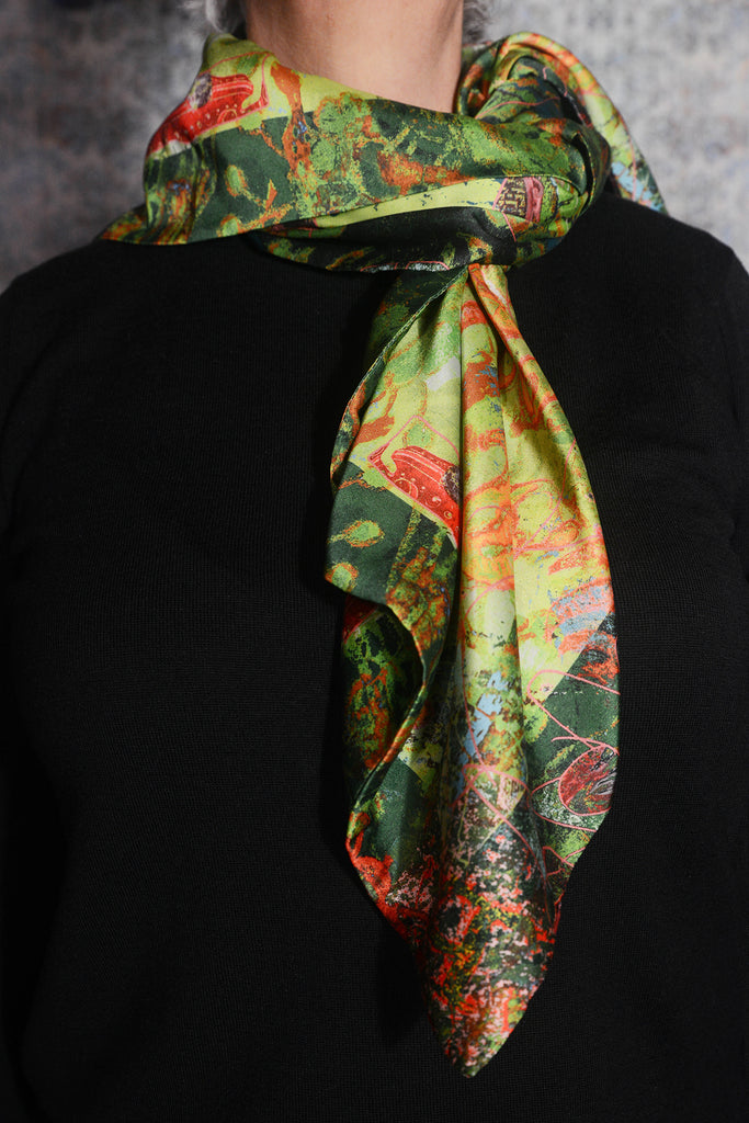 designer silk scarves, green silk scarves for sale UK, luxury silk scarves for sale UK, patterned silk scarves for sale UK, lux silk scarves for sale, designer gifts for Christmas, gifts for Christmas UK, 