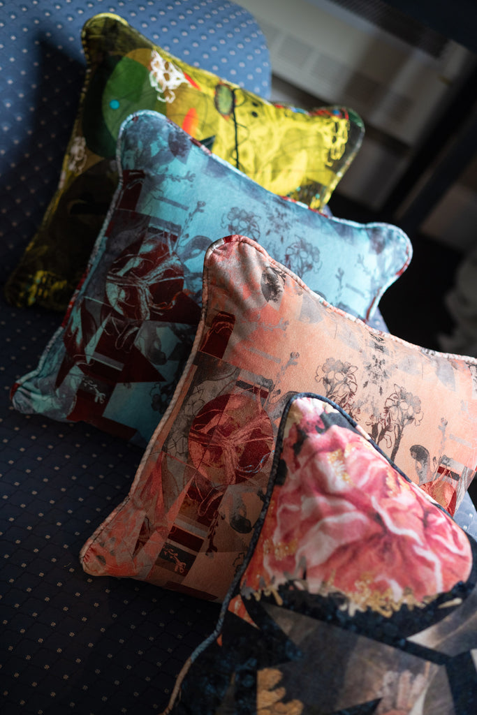 designer velvet cushions for sale UK, luxury velvet cushions for sale UK, Colourful velvet cushions for sale UK, Blackpop designer cushions for sale UK